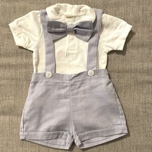 Baby boy bow tie and onesie shorts set, size 70cm (6 months)